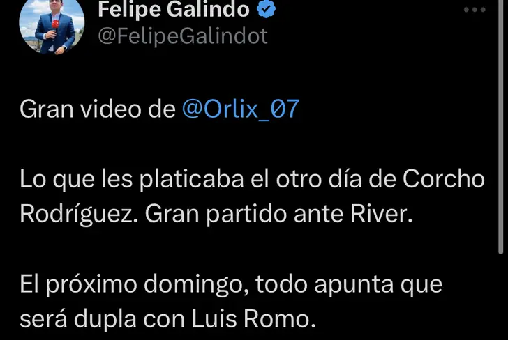 Periodista Felipe Galindo adelanta que &nbsp;Rodríguez será titular&nbsp;