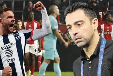 Como lo mostro en su paso con Monterrey, la reacción de Xavi Hernández tras el golazo de Vincent Janssen al Barcelona