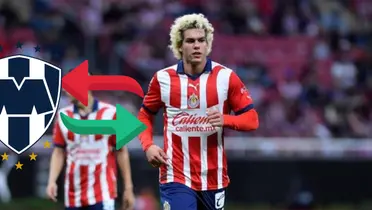Cowell con Chivas y escudo de Rayados/FOTO: Chivas