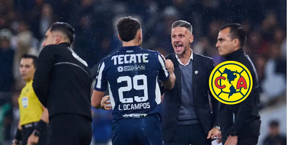Demichelis con Rayados y escudo de américa/FOTO: Publimetro
