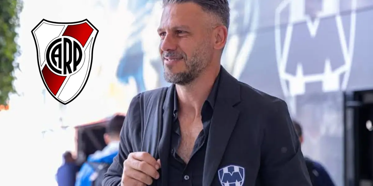 Demichelis con Rayados y escudo de River/FOTO: Futbol total