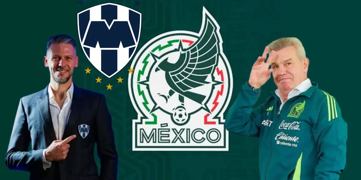 Demichelis y Aguirre con el escudo del Tricolor y Rayados/FOTO: Récord