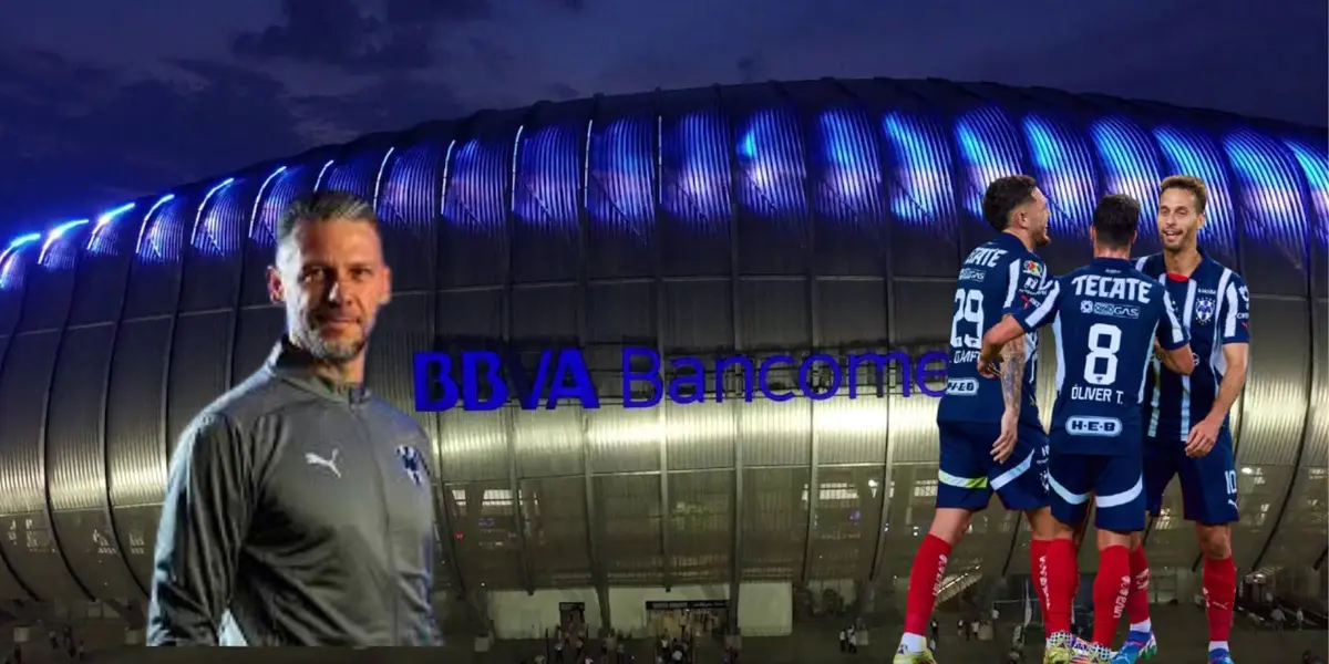 Demichelis y jugadores de Rayados en el BBVA/FOTO: Rayados Youtube