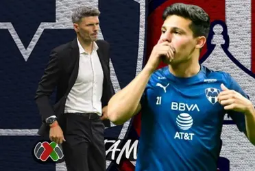 El gesto del mediocampista Alfonso González al ser sustituido en el primer tiempo en el Monterrey vs Atlético San Luis