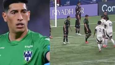 Esteban Andrada en el combinado de Rayados, a la derecha, el juego ante Vancouver (Fuente: Mexsports y Concacaf)