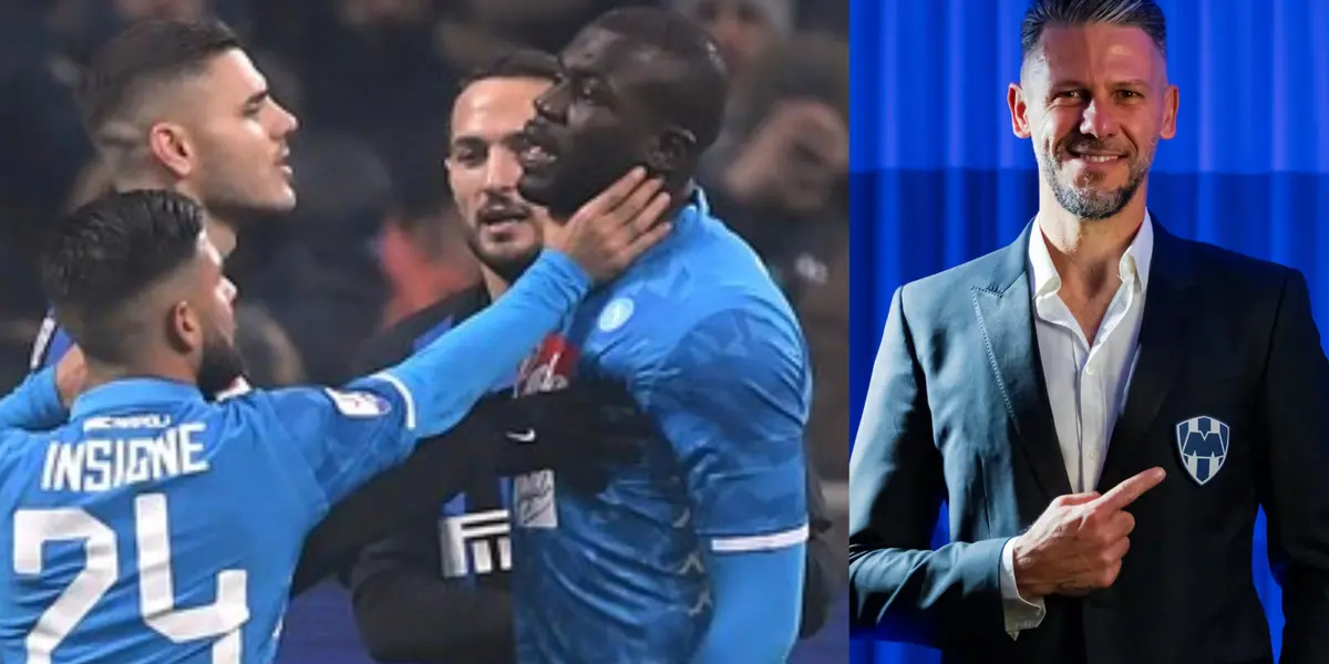 Jugadores de Milan y Napoli discuten, a la derecha, Demichelis (Fuente: Clarín y Rayados)