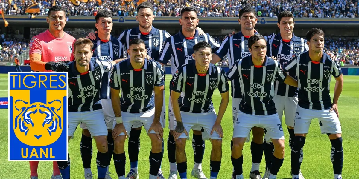 Jugadores de Rayados con escudo de Tigres/FOTO: Fútbol Total