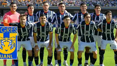 Jugadores de Rayados con escudo de Tigres/FOTO: Fútbol Total