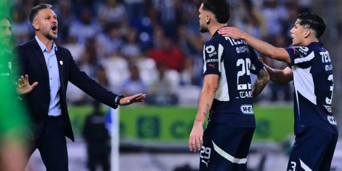 Jugadores de Rayados y Demichelis en duelo vs León/FOTO: x DLPTLV