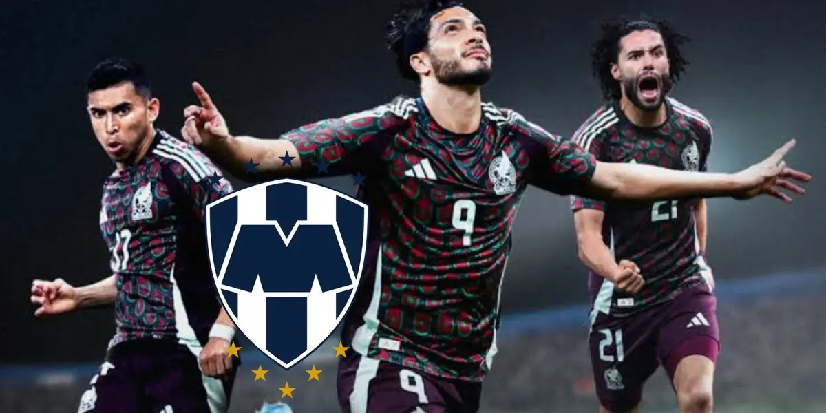 Jugadores de Selección y escudo de Monterrey/FOTO: El Economista