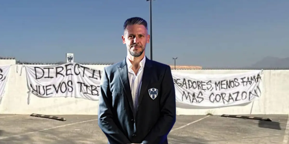 Martín Demichelis y las mantas en Rayados - Foto: Captura de pantalla