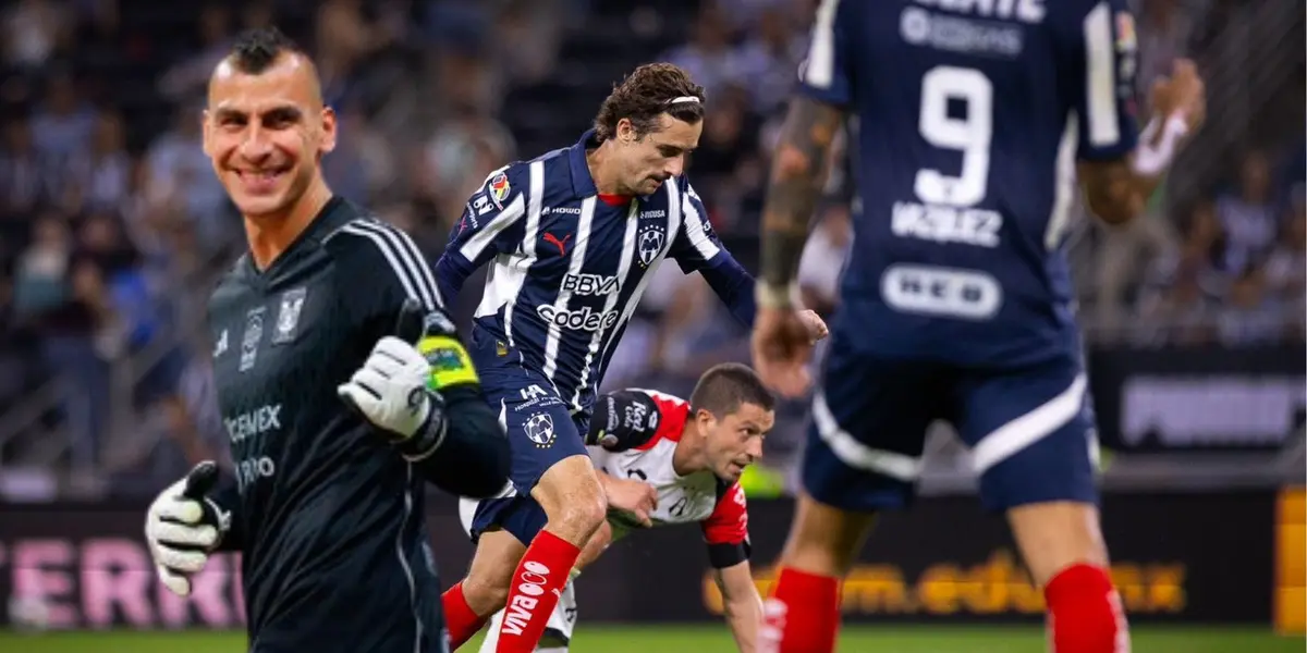 Nahuel con jugadores de Tigres/FOTO: Rayados