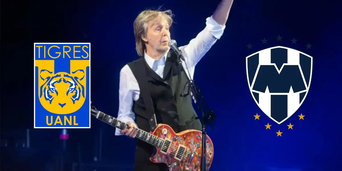 Paul mccartney con logo de Tigres y Rayados/FOTO: Wikipedia