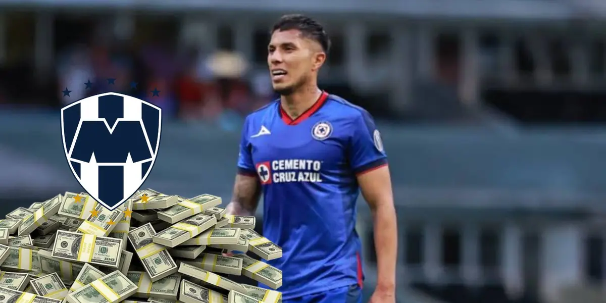 Salcedo con Cruz Azul y escudo de Rayados/FOTO: Mexsport