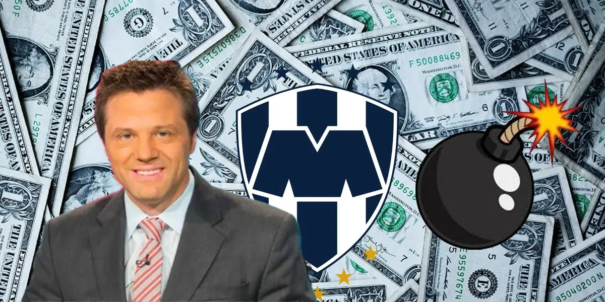 Tato Noriega con dólares y el escudo de rayados/FOTO: Récord