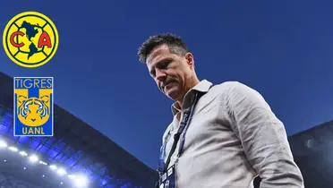 Tato Noriega con escudos de América y Tigres/FOTO: Bolavip